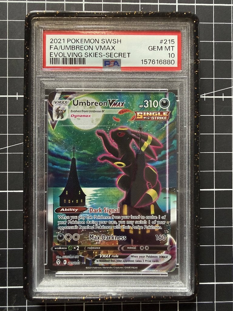 Pokemon Umbreon VMAX Evolving Skies Secret PSA 10, Ophalen of Verzenden, Zo goed als nieuw, Losse kaart, Foil