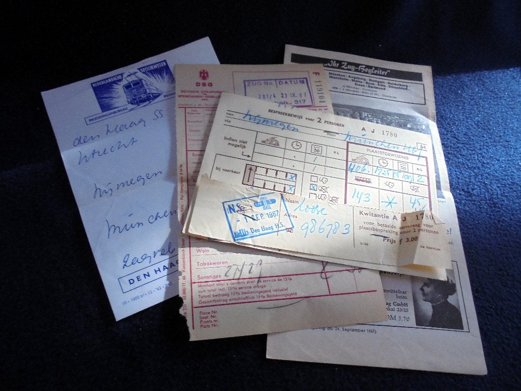 Den Haag - Zagreb 1967. Logo's NS en DSG. Zugbegleiter., Verzenden, Gebruikt, Trein, Overige typen