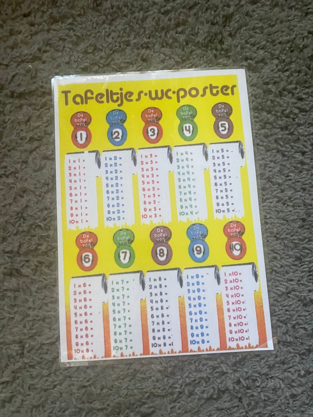 Tafeltjes WC Poster - Leer de tafels spelenderwijs!, Ophalen of Verzenden, Gebruikt, Rekenen