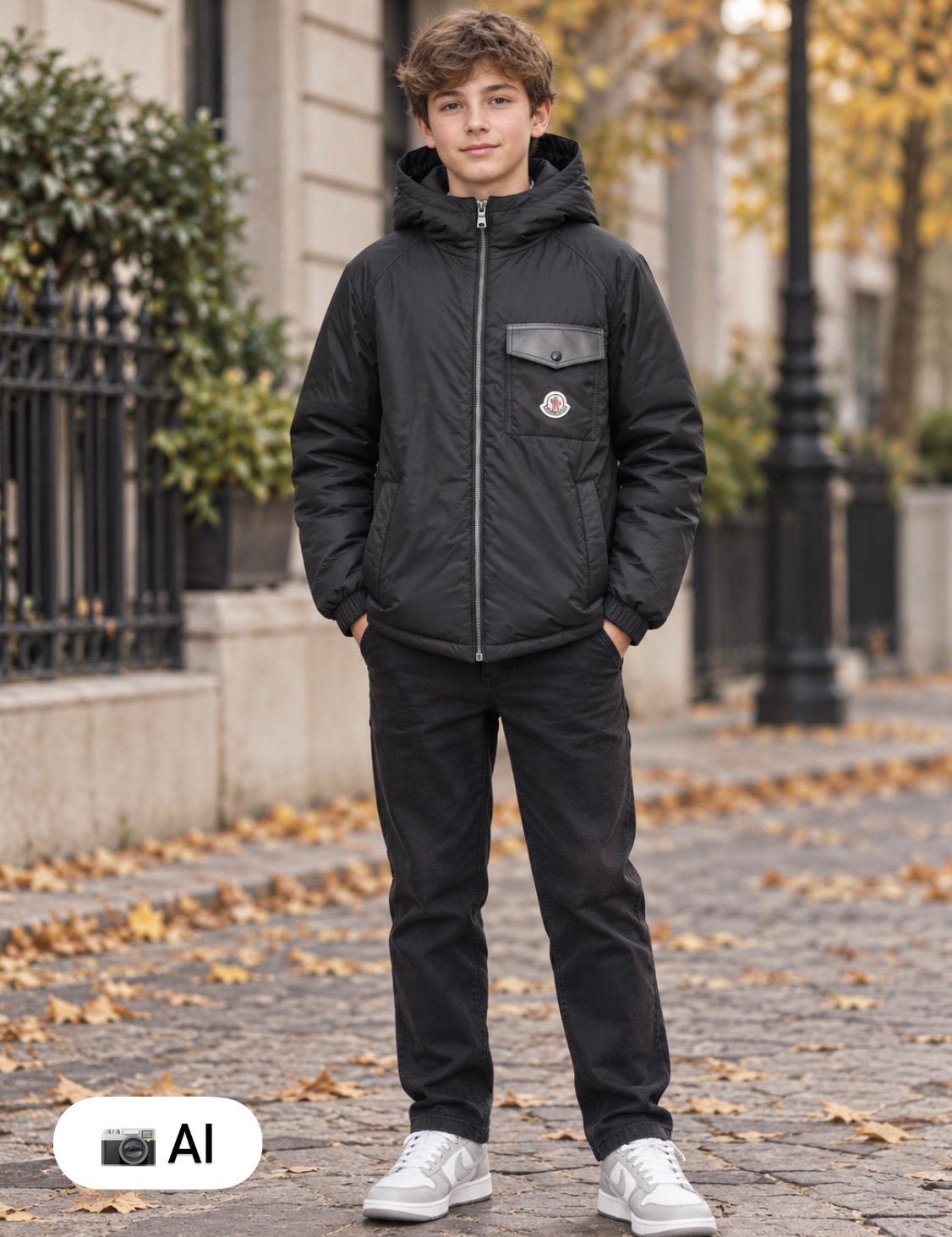 Moncler jongens zwarte winterjas maat 14 (875 euro), Moncler EU, Ophalen of Verzenden, Zo goed als nieuw, Moncler