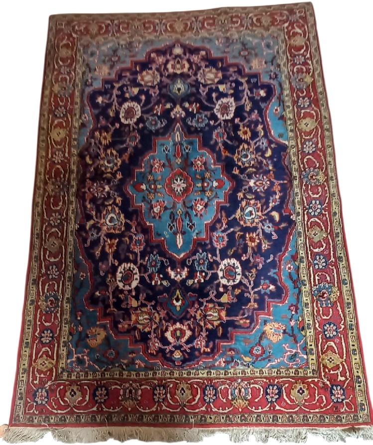"Ghom" Perzisch handgeknoopt tapijt., Antiek en Kunst, Antiek | Kleden en Textiel, Ophalen of Verzenden