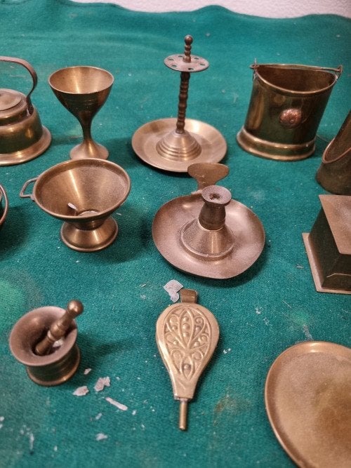 letterbakbeelden messing vintage 16 stuks, Ophalen of Verzenden
