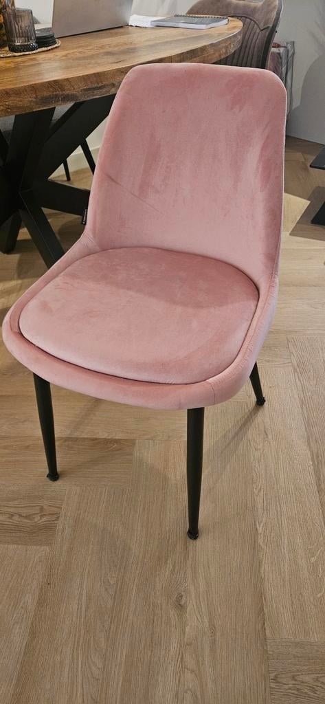 2x Roze fluwelen eetkamerstoel - Zo goed als nieuw, Modern, Klassiek, Twee, Overige kleuren, Ophalen of Verzenden
