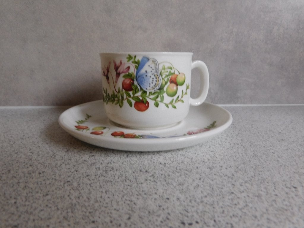 Kop en schotel  Bosvruchten Wedgwood Marjolein Bastin, Landelijk/Boerenbont, Ophalen of Verzenden, Zo goed als nieuw, Kop(pen) en/of Schotel(s)