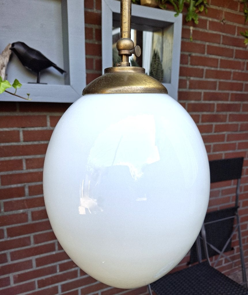 Schoollamp-uitschuifbare pendellamp -kantoorlamp -hal lamp, Chique klassieker   in Art Deco stijl, Gebruikt, Glas, E27 (groot)