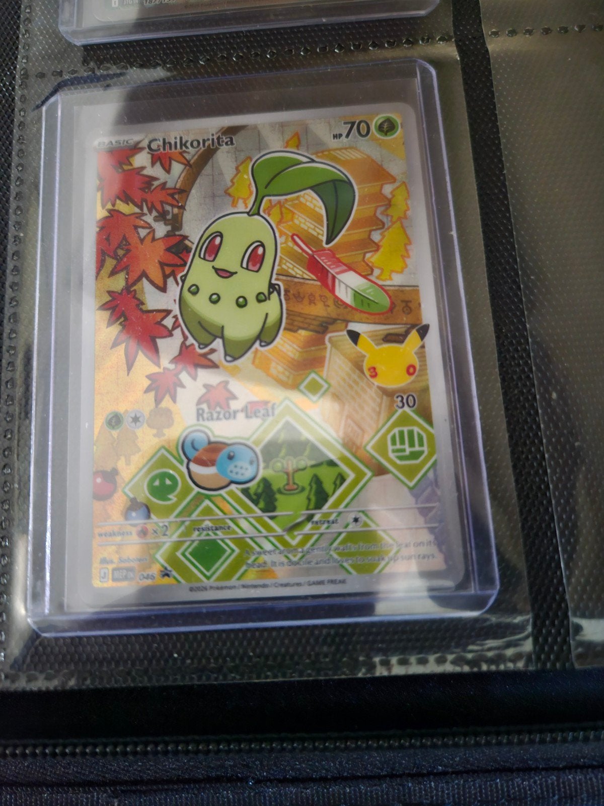 Pokemon Chikorita MEP 046 Promo, Ophalen of Verzenden, Zo goed als nieuw, Losse kaart, Foil