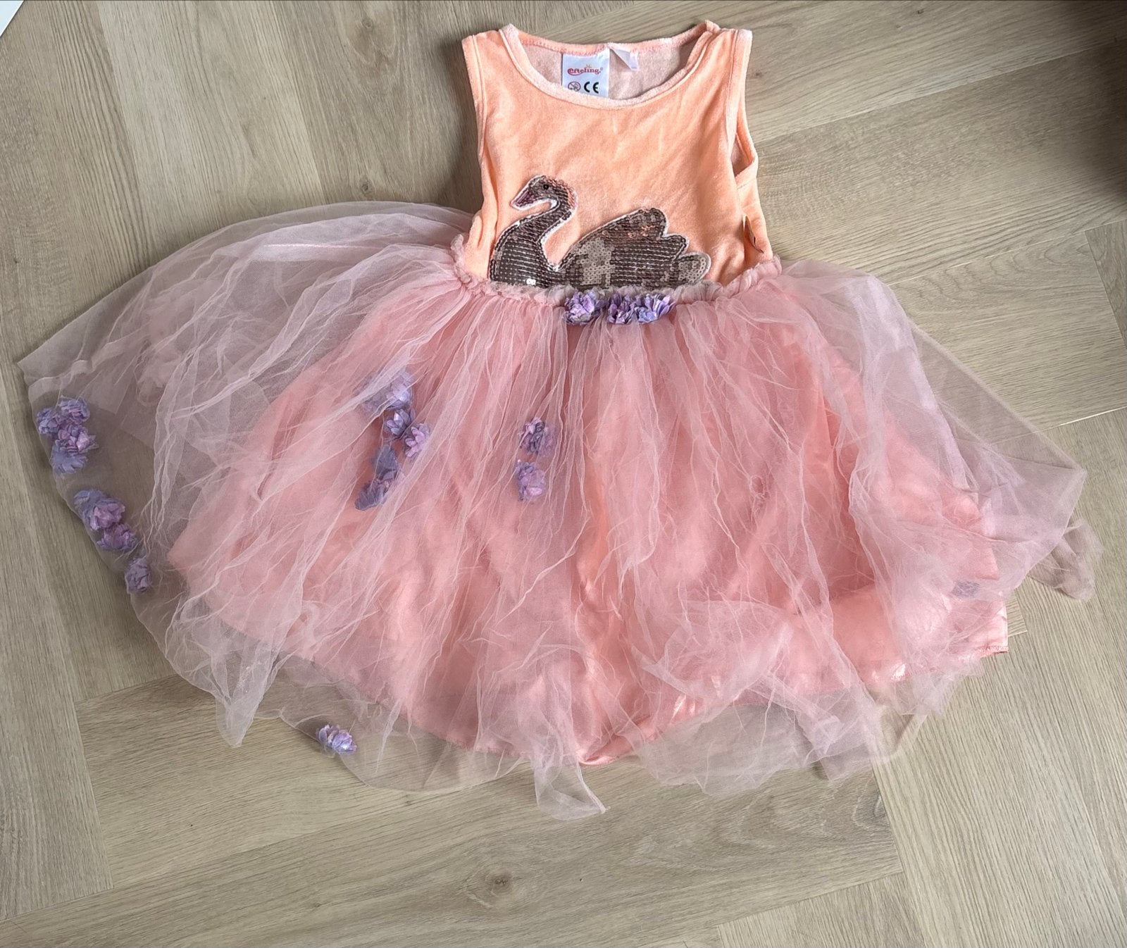 Prachtige roze zwanenjurk voor meisjes, Ophalen of Verzenden, Gebruikt, Meisje