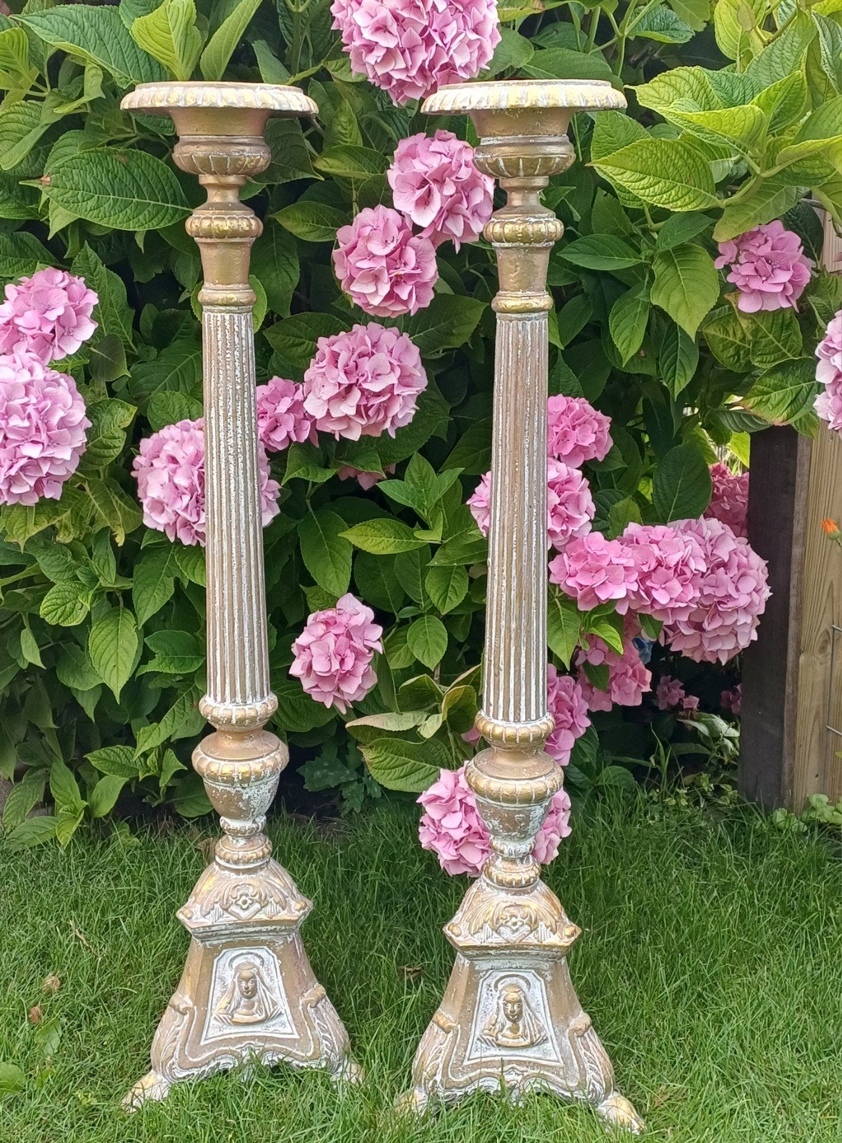 2 Oude Kerk Kandelaars / Kerkkandelaar 100 cm. voor € 450, Verzamelen, Religie, Ophalen, Gebruikt