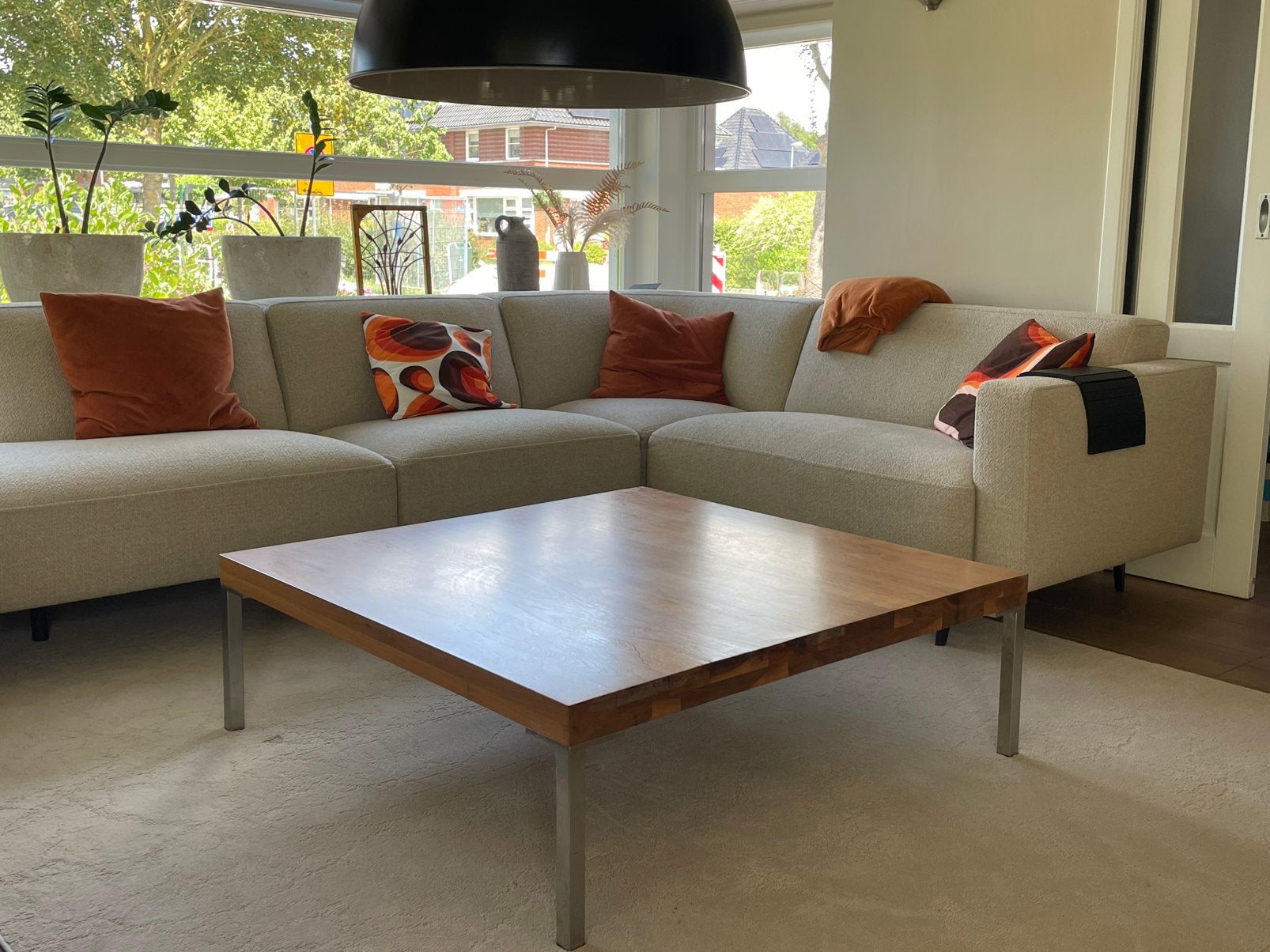 Salontafel massief hout 110x110x35, Ophalen, Gebruikt, Overige houtsoorten, Strak design