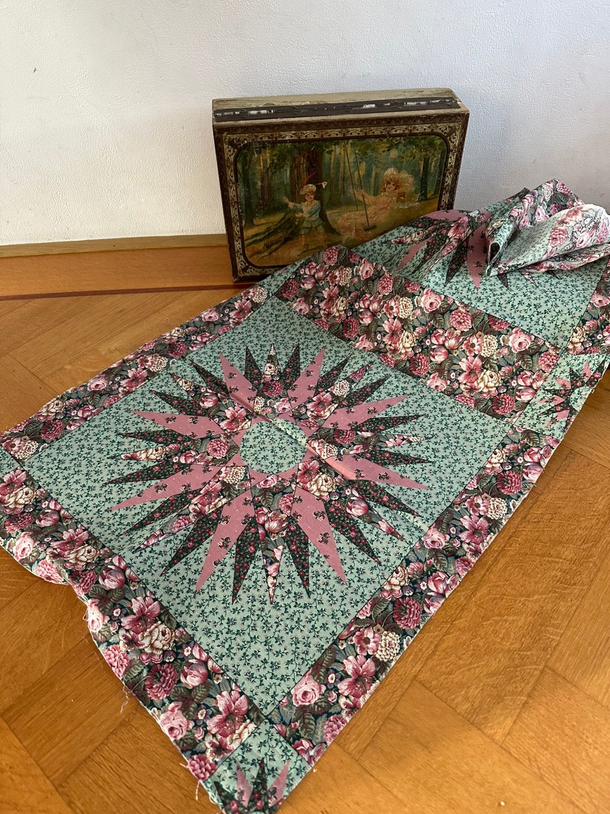 Brocante Quilt patchwork stof paneel, Ophalen of Verzenden, Zo goed als nieuw, Rechthoekig