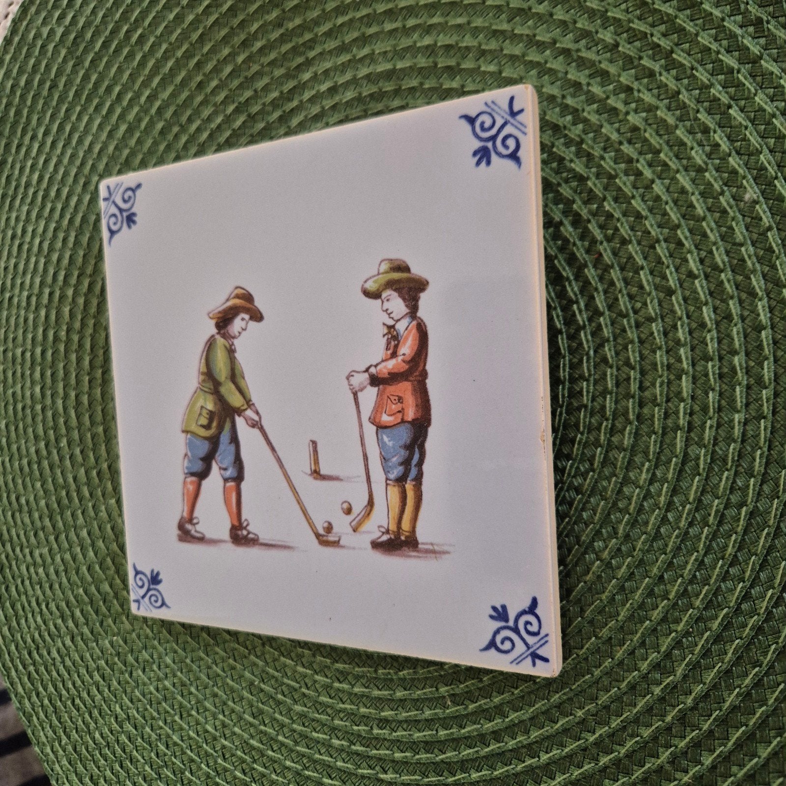 Delfts Blauw Tegel met Golfers 13x13cm, Ophalen of Verzenden, Nieuw