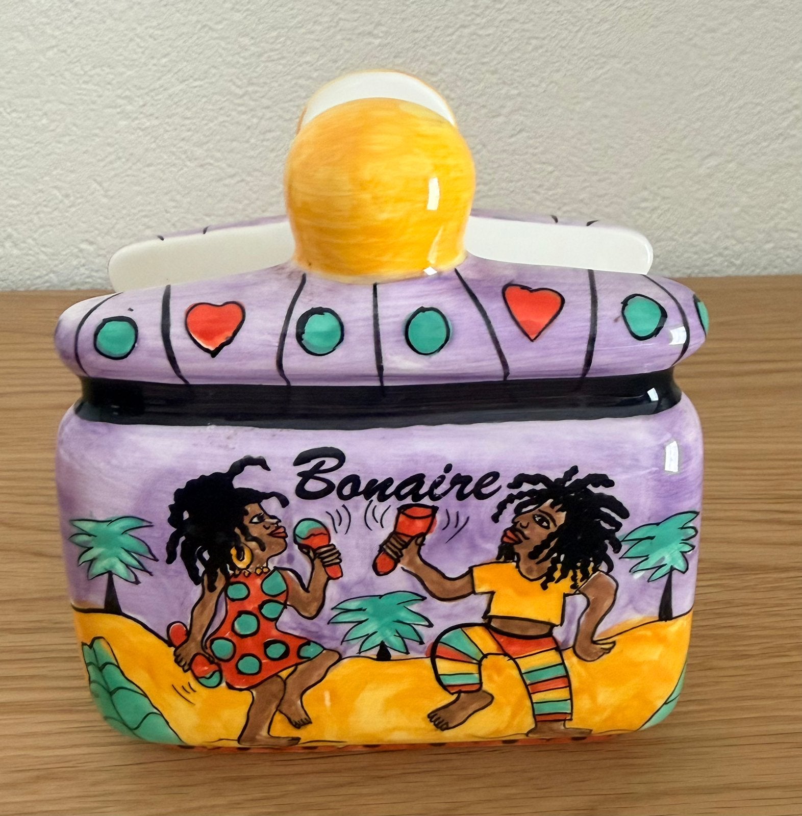 Vintage Handgeschilderde Servethouder  Souvenir Bonaire, Ophalen of Verzenden, Gebruikt