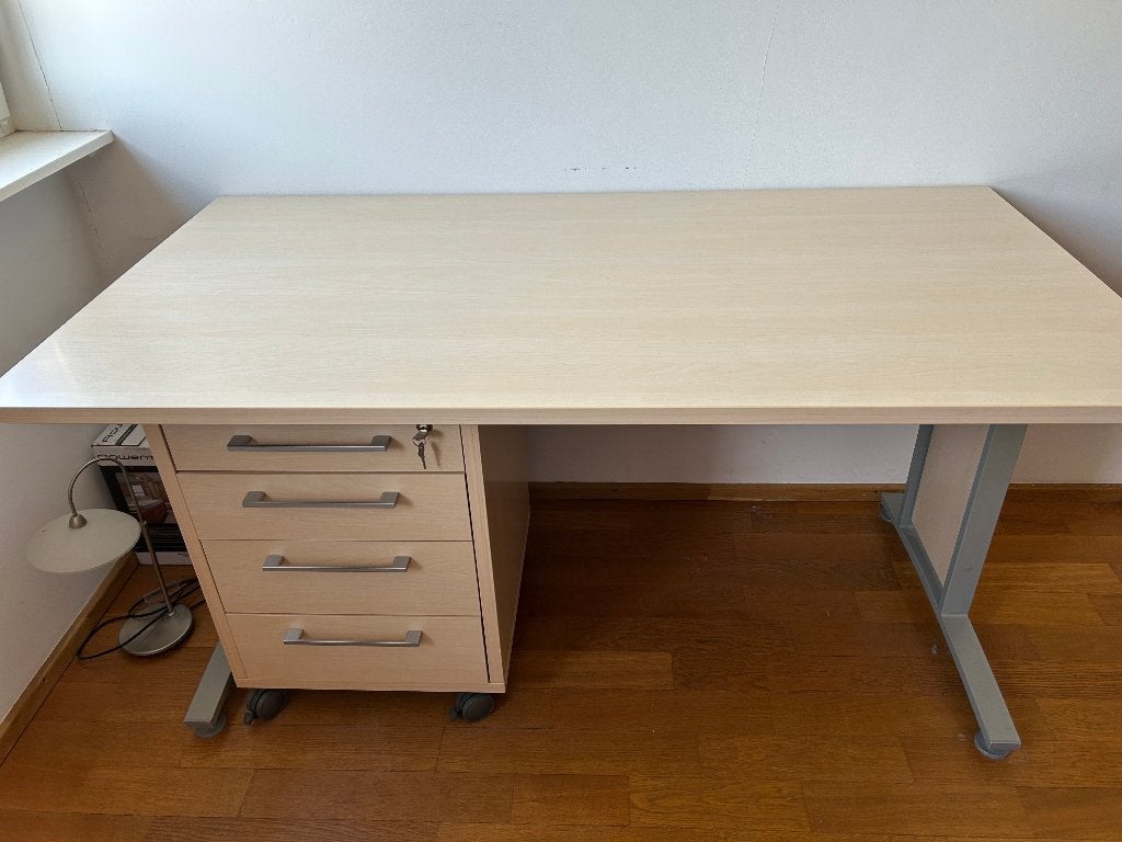 Bureau met ladenblok, Huis en Inrichting, Ophalen, 160 cm, Gebruikt, Overige merken