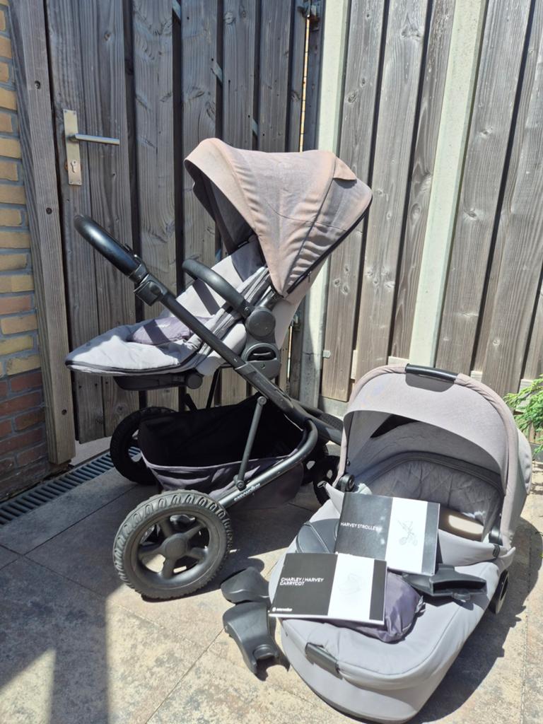 Zeer complete Easywalker Harvey 2 met reiswieg en zitje, Gebruikt, Combiwagen, Verstelbare duwstang, Ophalen