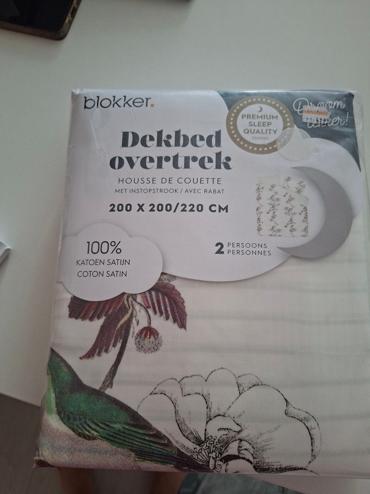 Nieuw Blokker Dekbedovertrek 200x200/220cm - 100% Katoen Sat, Instopstrook, Meerkleurig, Dekbedovertrek, Katoen