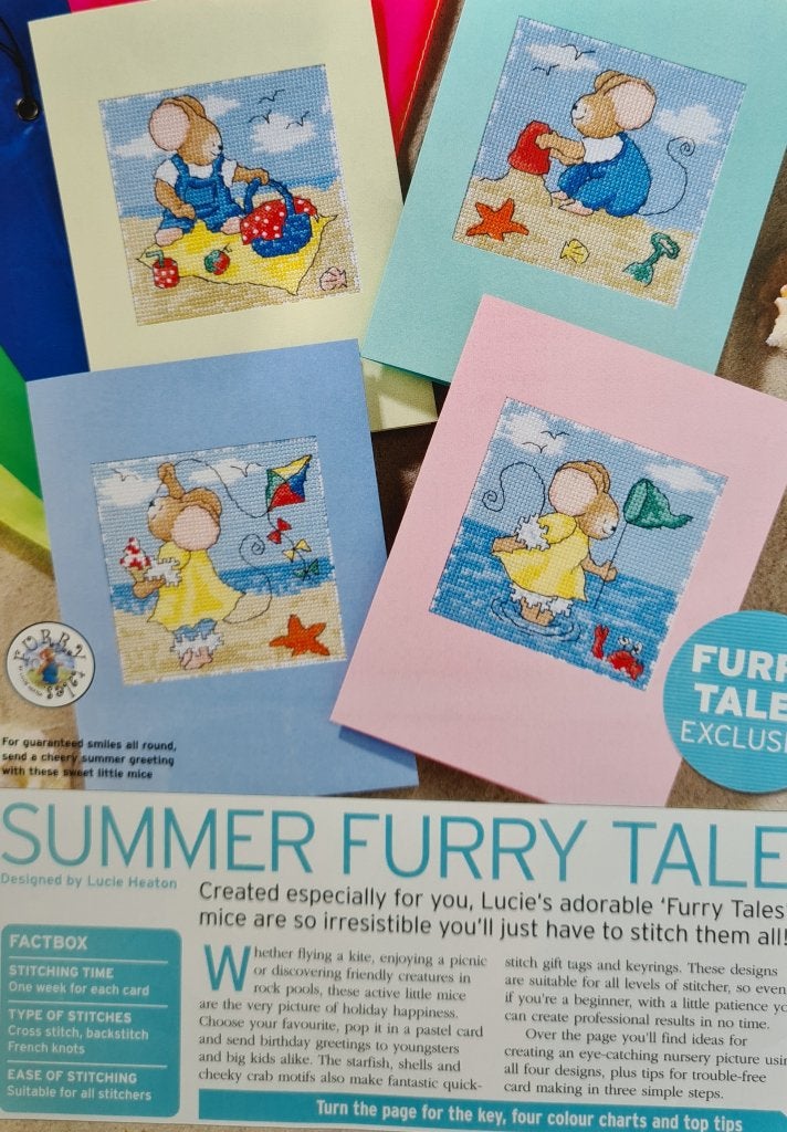 4 Summer Furry Tale muisjes borduurpatronen, Ophalen, Nieuw, Handborduren, Patroon