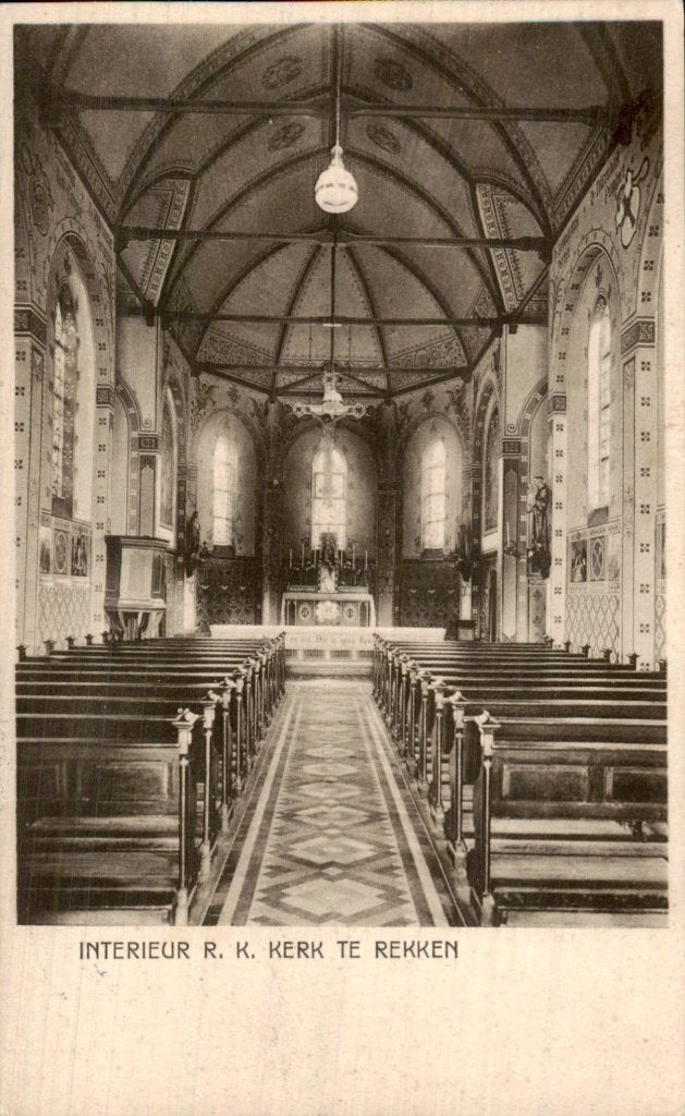 Rekken - R. K. Kerk - Interieur, Ophalen of Verzenden, 1920 tot 1940, Gelopen, Gelderland