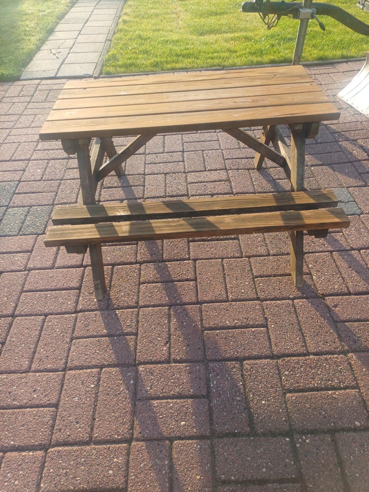 kinder picknick tafel, Tuin en Terras, Gebruikt, Rechthoekig, Hout, Ophalen