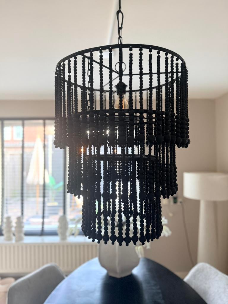 2 Rofra home zwarte kralenlampen, Ophalen of Verzenden, Zo goed als nieuw, Hout, 75 cm of meer
