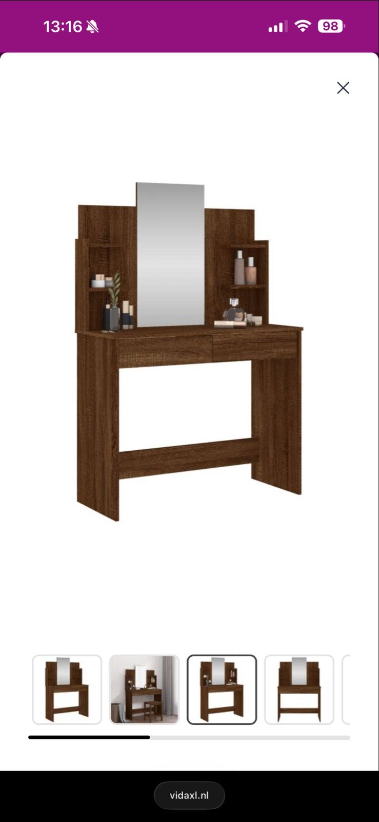 Kaptafel met stoel, Huis en Inrichting, Tafels | Kaptafels, Gebruikt, 100 tot 150 cm, Hout, 50 tot 100 cm
