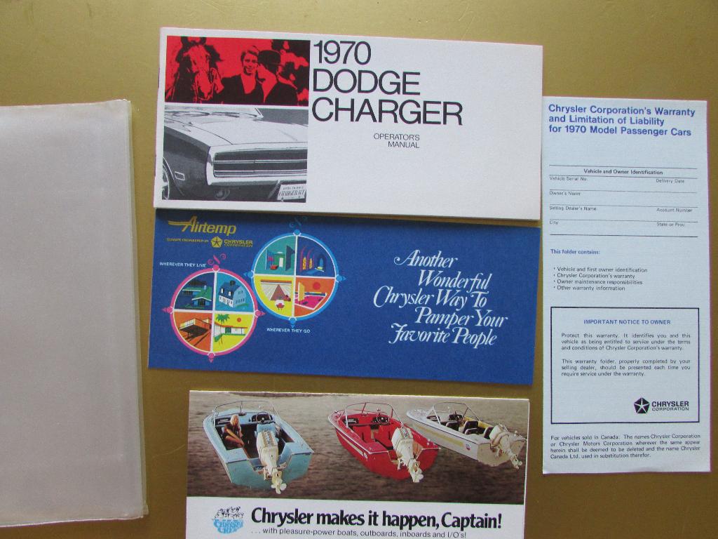 1970 Dodge Charger owner's manual, Engels, Ophalen of Verzenden