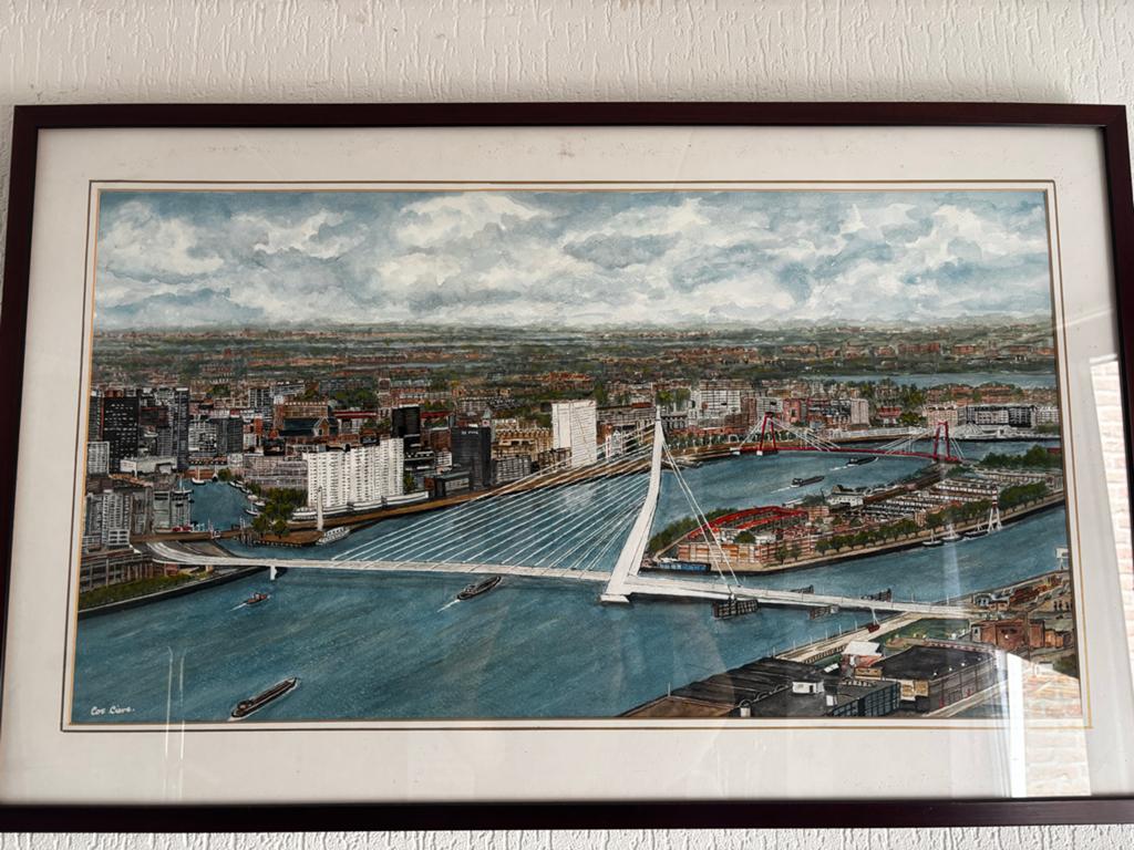 Schilderij Rotterdam met Erasmusbrug, Antiek en Kunst, Ophalen