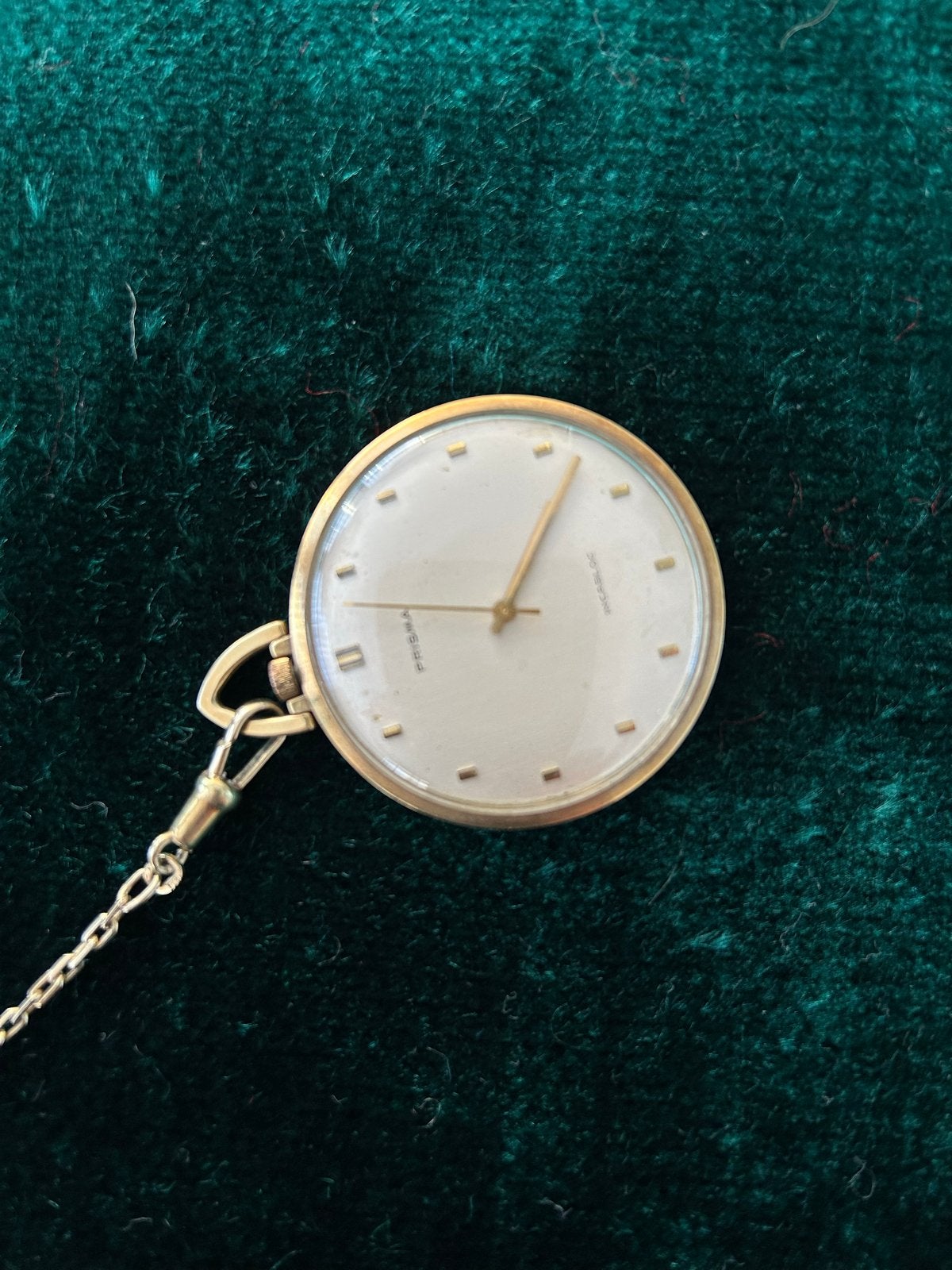 14 Karaat Gouden Prisma Zakhorloge met Ketting, Zakhorloge, Met ketting, Onbekend, Goud