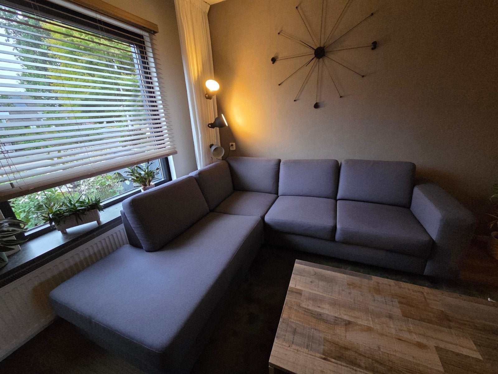 Hoekbank stof antraciet - 240x220 cm, Huis en Inrichting, Banken | Bankstellen, Ophalen, Hoekbank, 200 tot 250 cm, Vierpersoons of meer