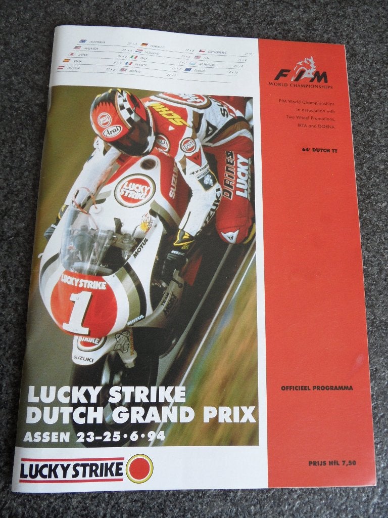 TT Assen 1994 Lucky Strike Dutch Grand Prix motorwegrace pro, Ophalen of Verzenden, Zo goed als nieuw, Motoren