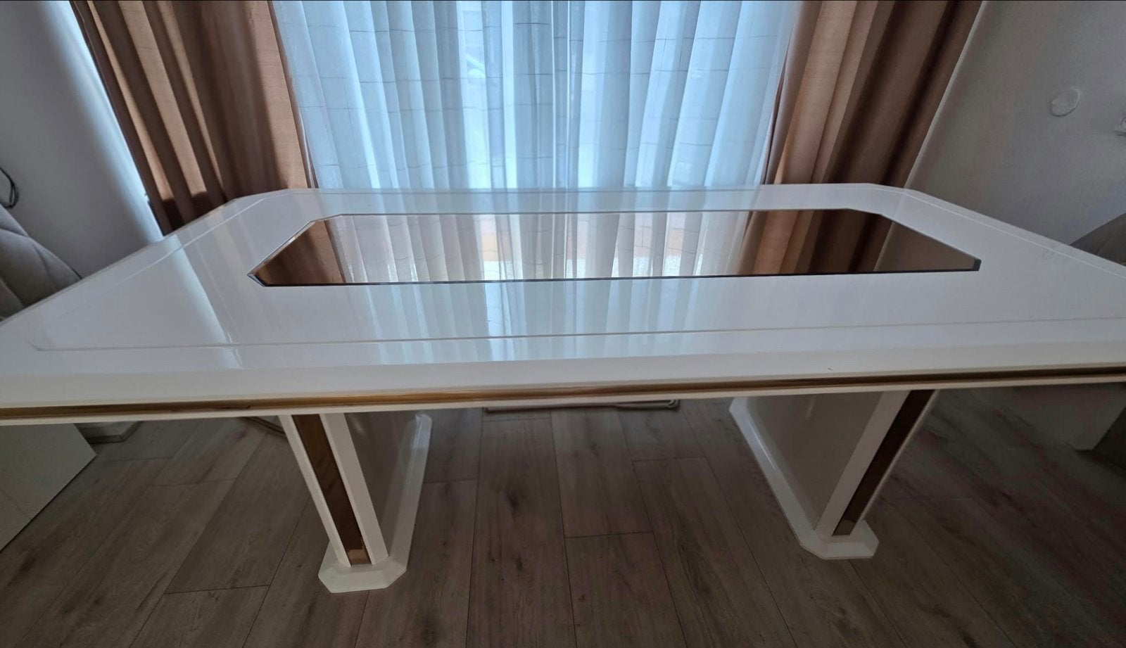 Witte eet tafel, Ophalen, 50 tot 100 cm, Zo goed als nieuw, Rechthoekig