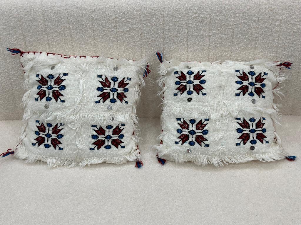 Handira kussens met vulling 2x, Huis en Inrichting, Woonaccessoires | Kussens, Ophalen of Verzenden, Nieuw, Wit, Vierkant