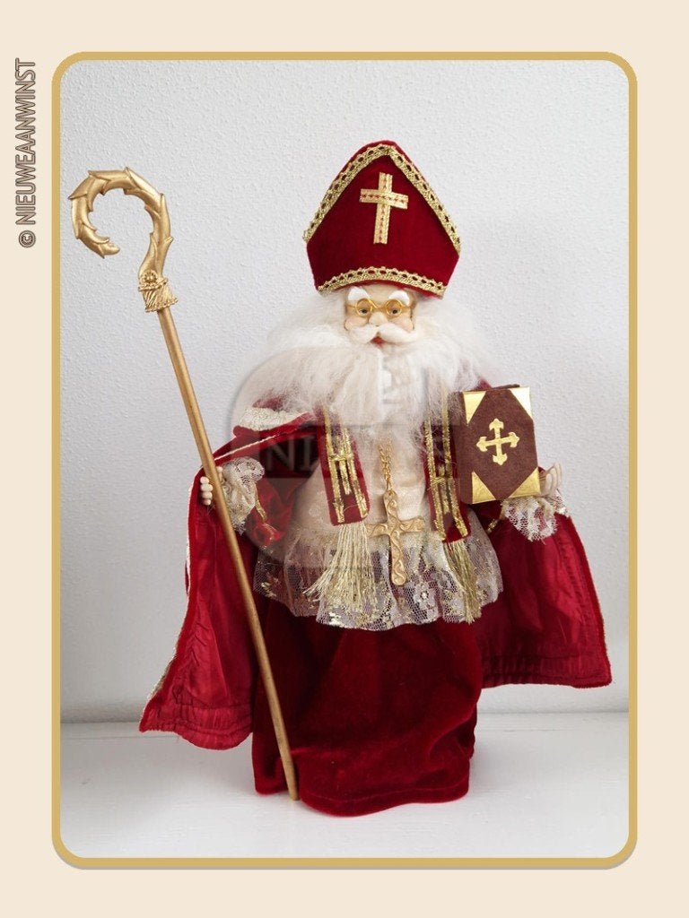 Nostalgische etalage Sinterklaas pop - rood - 45 cm, Verzenden, Zo goed als nieuw
