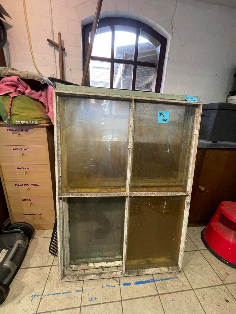 Stalen kozijnen met glas - Diverse afmetingen, Gevelraam of Ruit, Gebruikt, 80 tot 120 cm, 120 tot 160 cm