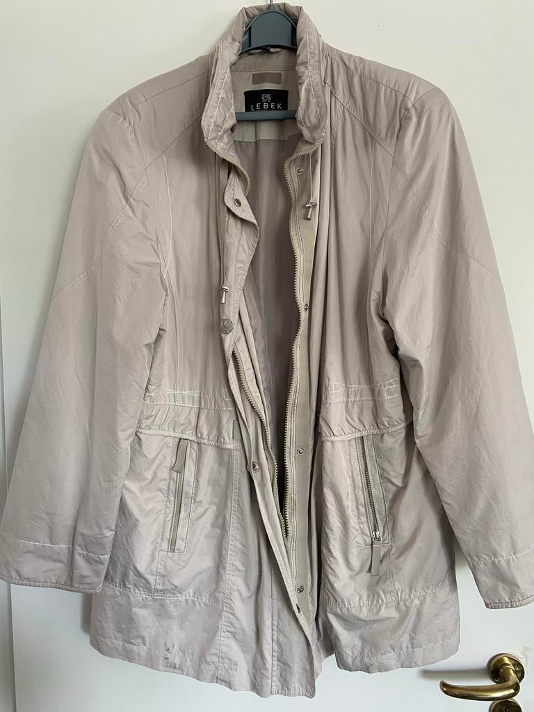 Stijlvolle beige zomerjas merk Lebek mt 46-48, Ophalen of Verzenden, Gedragen, Maat 42/44 (L), Beige