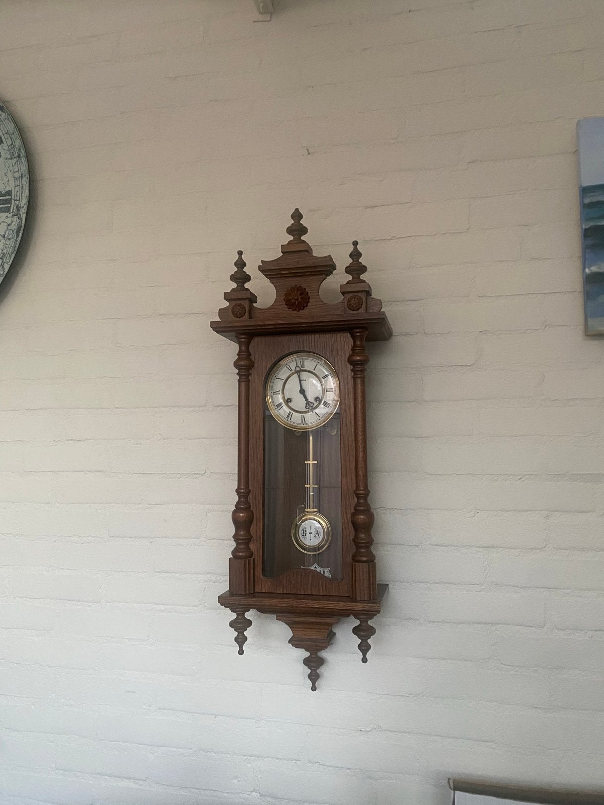 Antieke houten wandklok met slinger, Antiek en Kunst, Antiek | Klokken, Ophalen