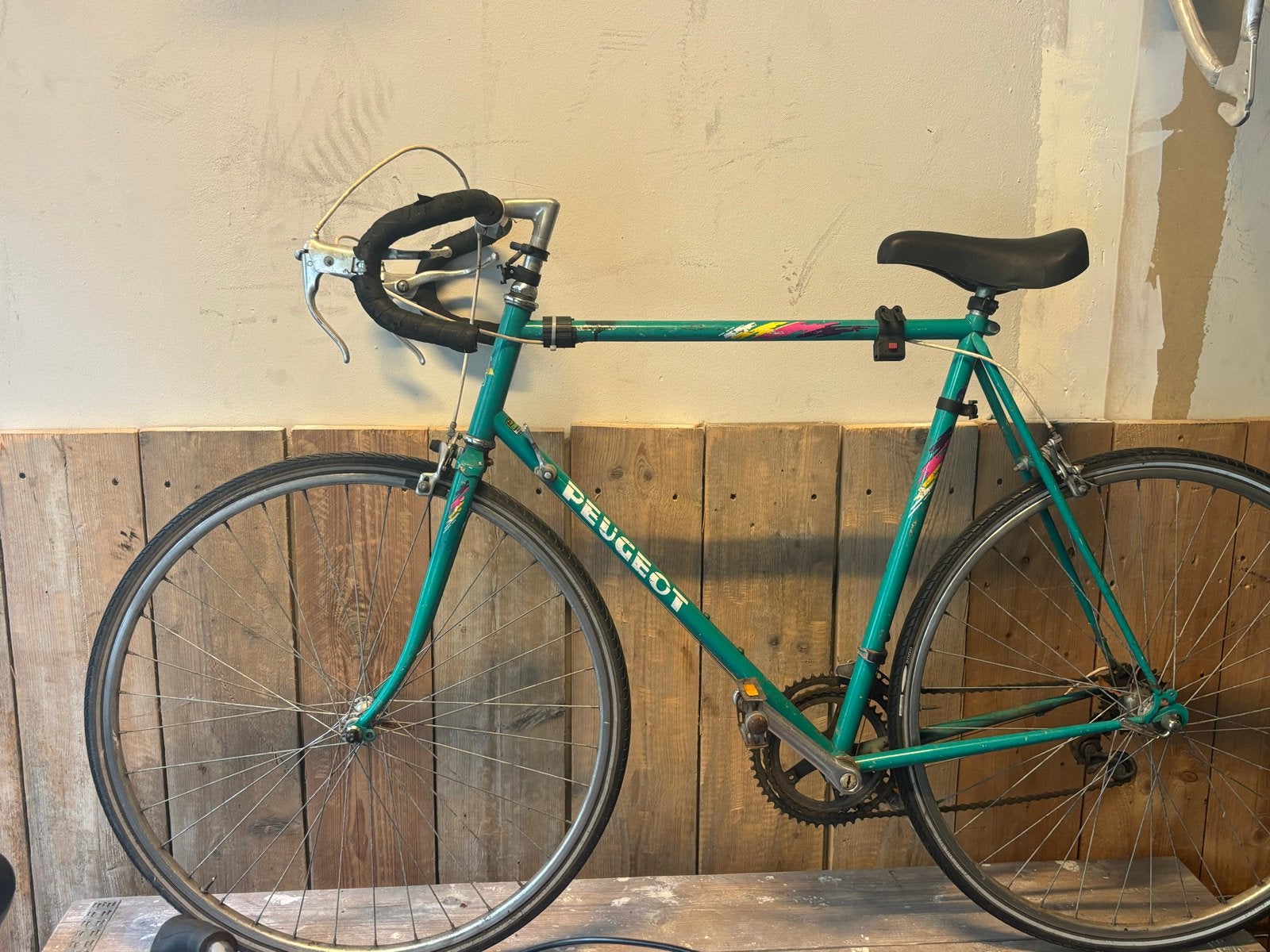Peugeot racefiets, vintage, groen, Fietsen en Brommers, Fietsen | Racefietsen, Gebruikt, Heren, Overige merken, Minder dan 10 versnellingen