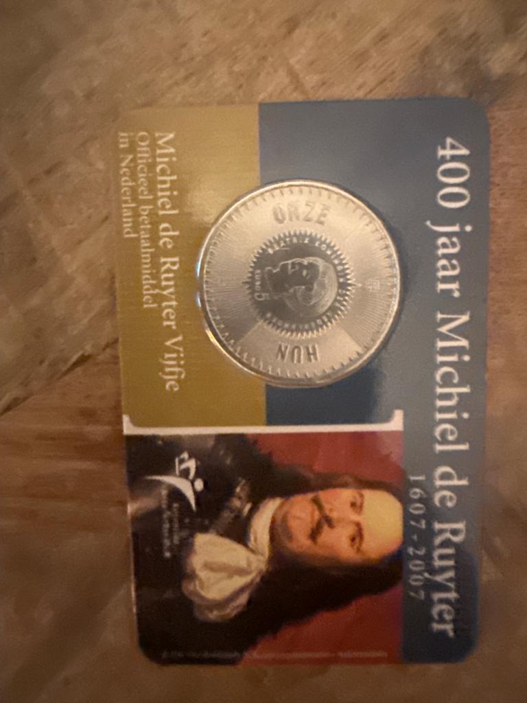 Zilveren €5 Michiel de Ruyter munt 2007 - in originele verpa, Koningin Beatrix, Zilver, Euro's, Ophalen of Verzenden