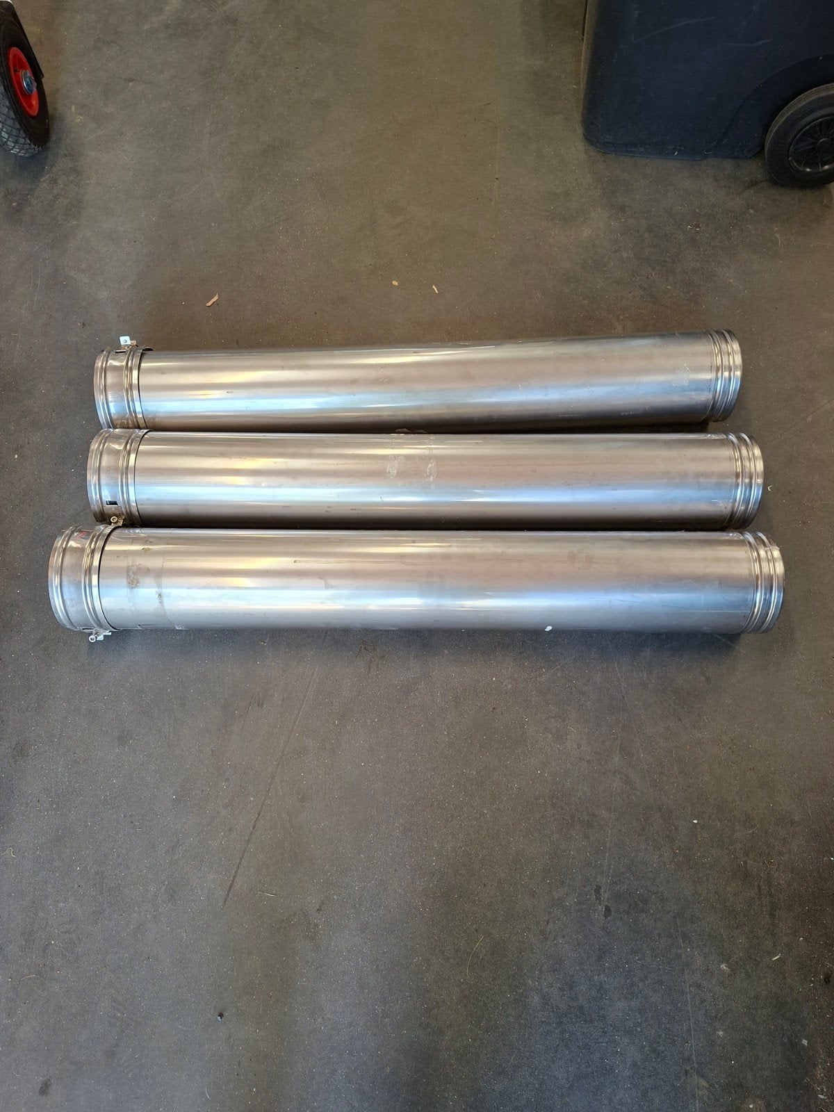 3stuks dubbelwandige kachelpijp 150mm doorsnee 1meter lang, Ophalen, Rvs, Minder dan 2 meter, 80 mm of meer