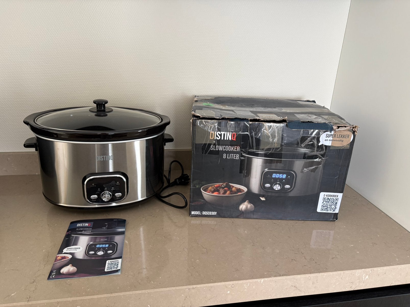 DistinQ Slowcooker - 8 Liter - 320 Watt - Warmhoudfunctie, Witgoed en Apparatuur, Slowcookers, !, !, Ophalen of Verzenden, Zo goed als nieuw