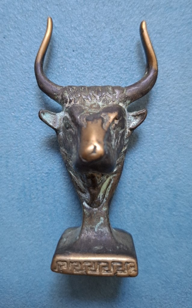 Bronzen Minoïsche stierenkopje, Ophalen of Verzenden, Brons, Buste, Zoogdier