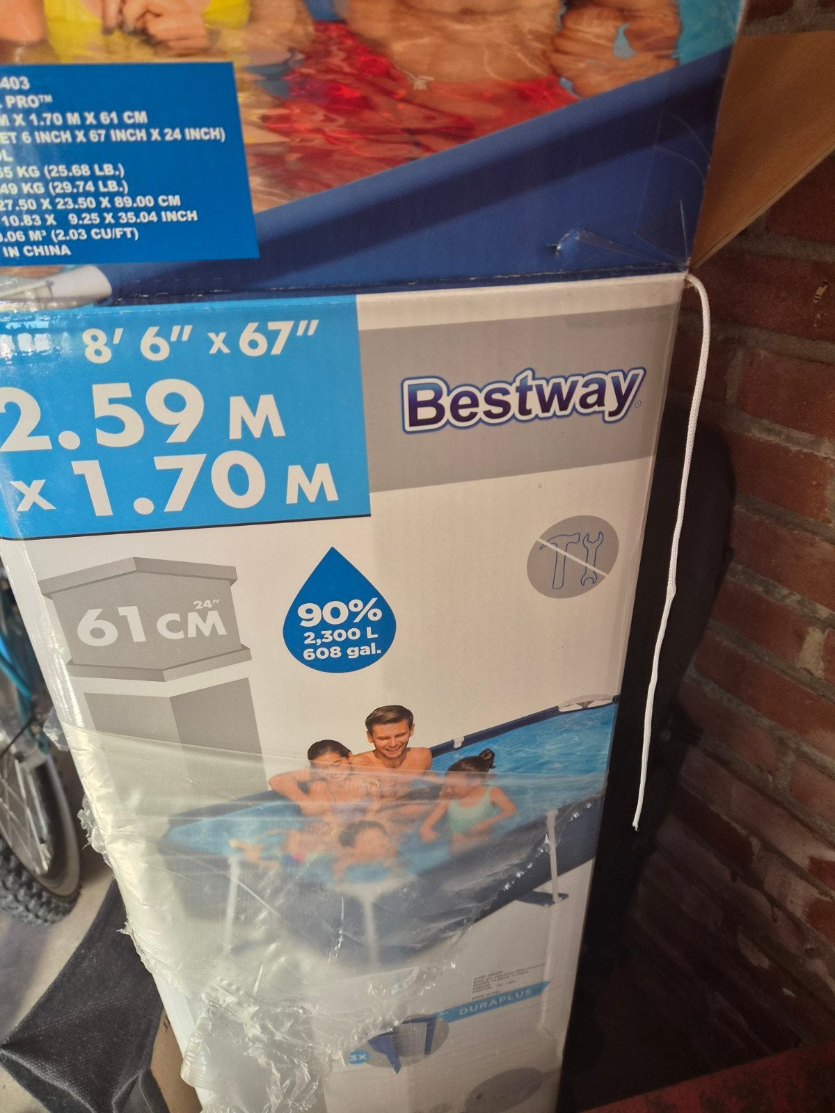 Bestway Opzetzwembad 2.59m x 1.70m x 61cm met pomp e filters, Tuin en Terras, Minder dan 80 cm, Ophalen of Verzenden, Opzetzwembad