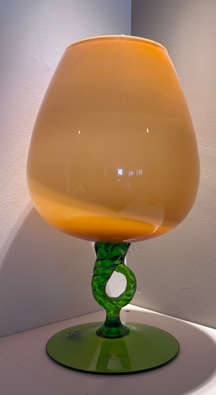 Vintage Italiaanse Empoli glazen vaas, Antiek en Kunst, Antiek | Vazen, Ophalen of Verzenden