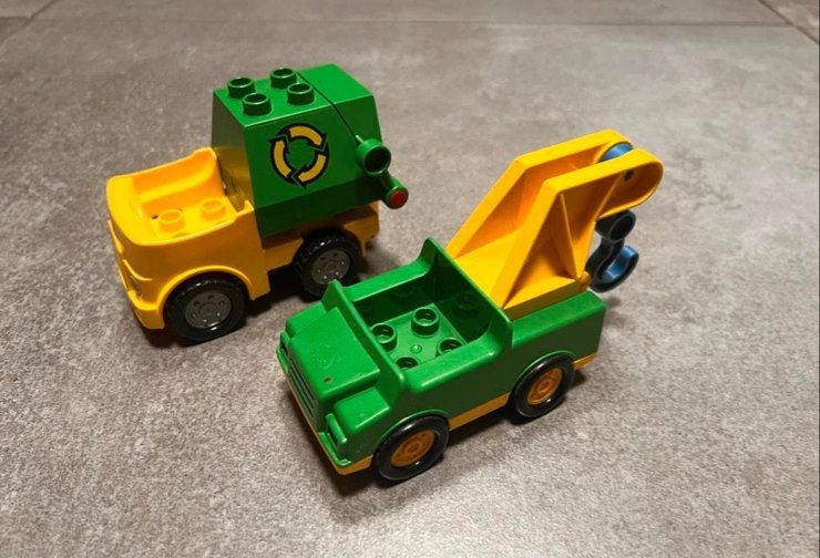 Duplo Voertuigen: Vuilniswagen & Sleepwagen, Ophalen of Verzenden, Gebruikt, Overige typen, Duplo