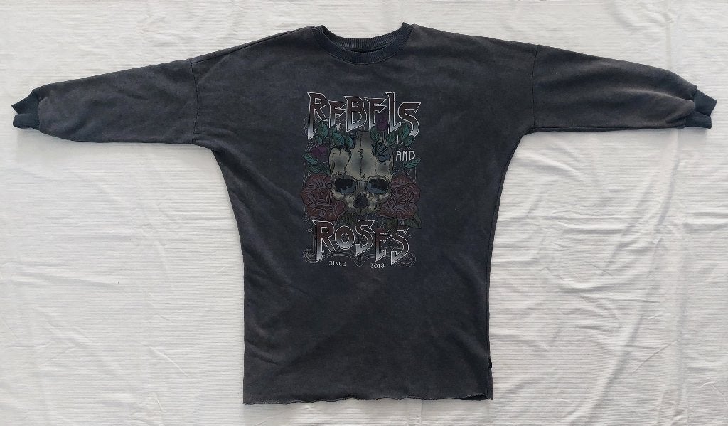 Stoere sweater dress Colourful Rebel ‘Rebels and Roses’, Colourful Rebel, Ophalen of Verzenden, Zo goed als nieuw, Grijs