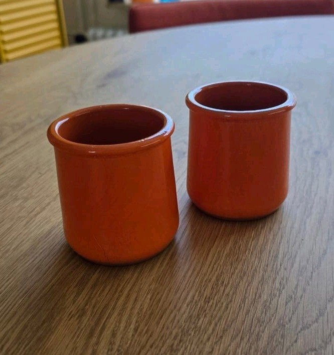 Authentieke oranje terracotta jam- / yoghurtpotjes, Antiek en Kunst, Ophalen of Verzenden