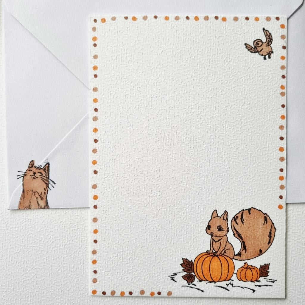 Kaart handgemaakt kaarten met envelop wenskaart eekhoorn, Diversen, Verzenden, Nieuw