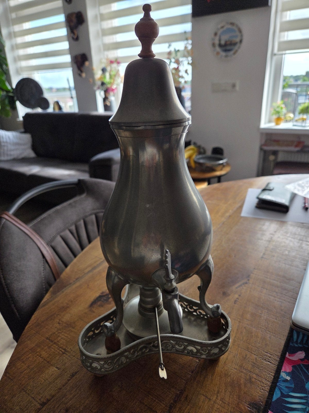 Antieke tinnen koffiekan met kraantje, Antiek en Kunst, Ophalen of Verzenden