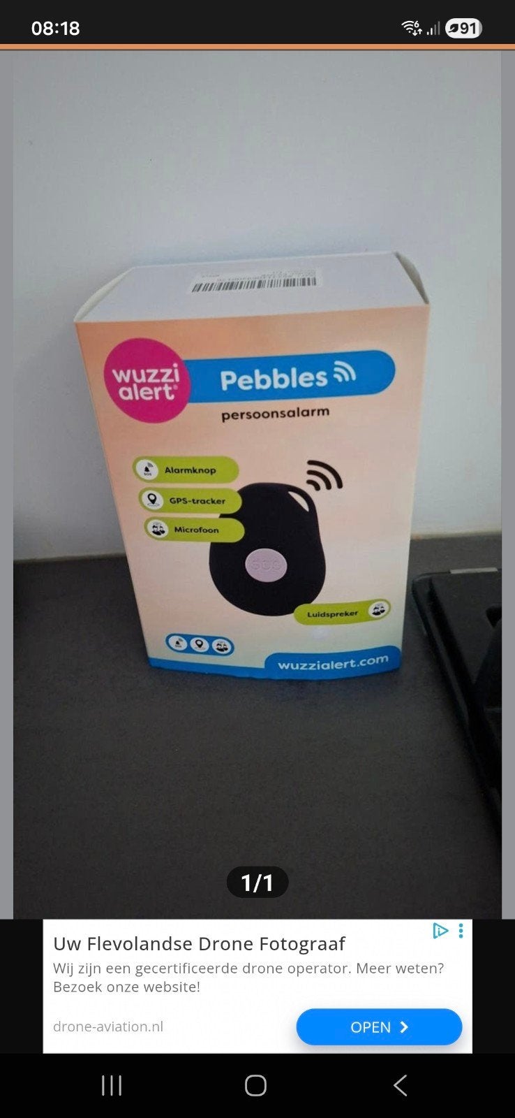 Wuzzi Alert Pebbles Persoonsalarm met GPS en Microfoon, Ophalen of Verzenden, Zo goed als nieuw