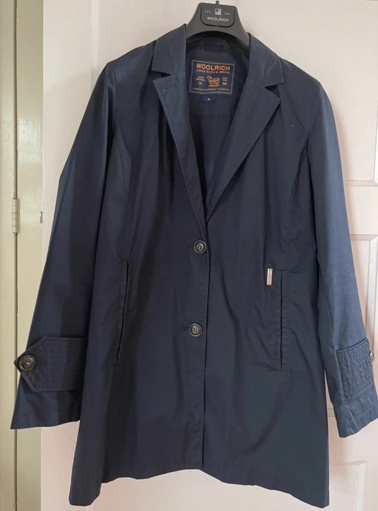 Woolrich parka tussenjas, dames, donkerblauw M, Verzenden, Zo goed als nieuw, Blauw