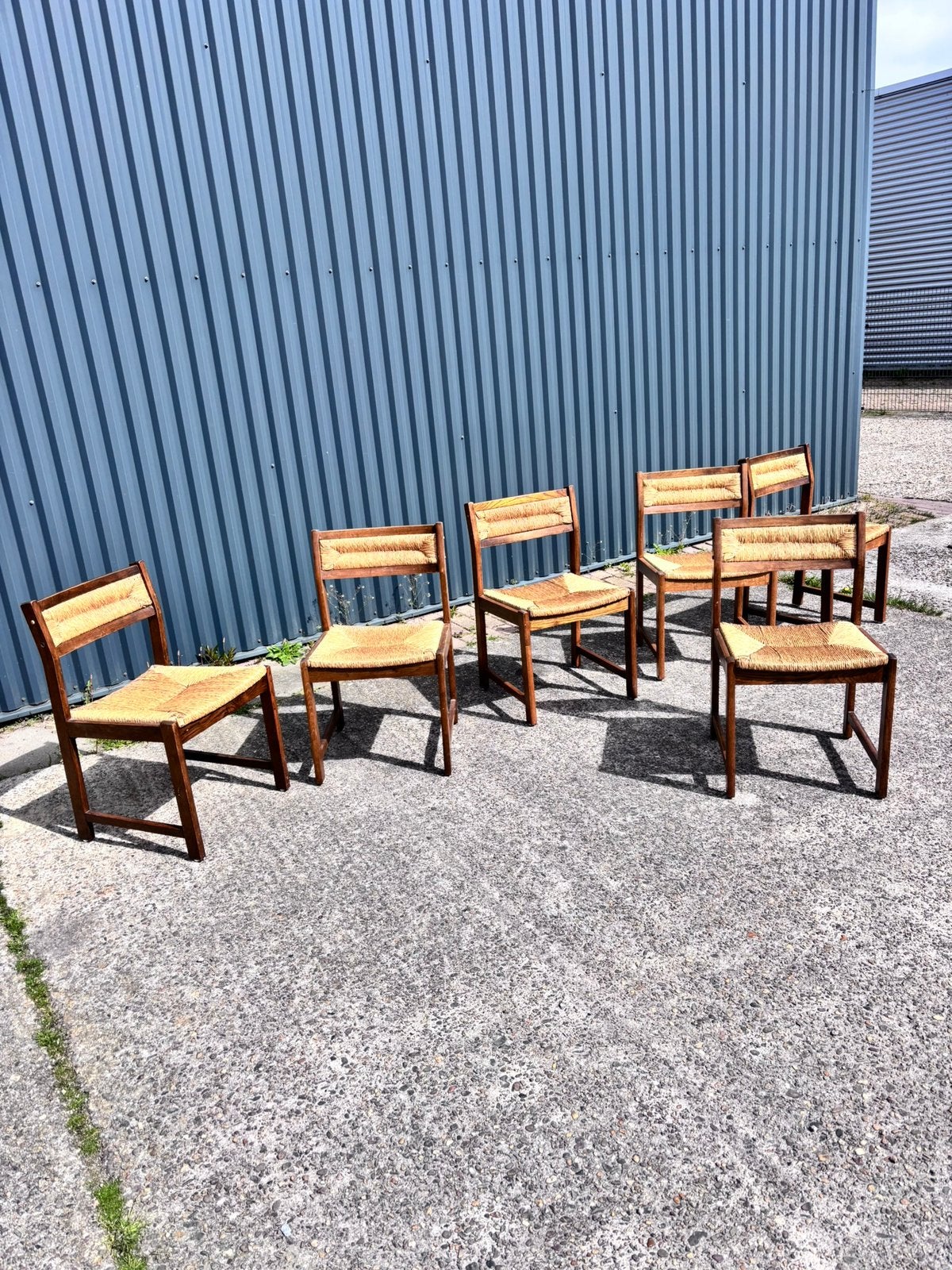 6 x vintage eetkamerstoelen stoelen webbing, Ophalen, B, Gebruikt, V